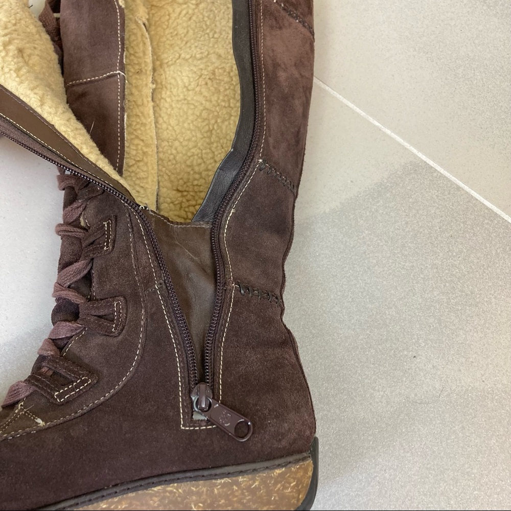 Timberland Women's Dark Brown Suede Lather Sherpa Lined Knee High Boots 6.5 - Picture 8 of 16